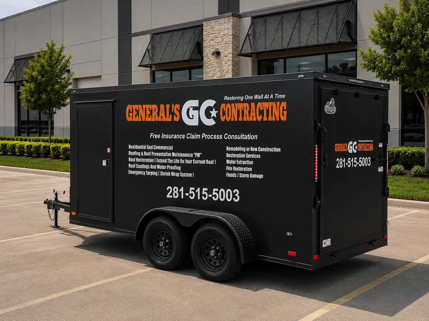 Generals Contracting — Trailer branding by Workhorse Branding